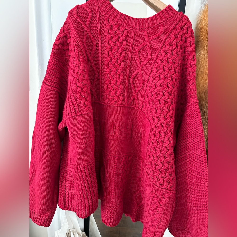 AMBUSH - red asymmetrical patchwork knit sweater (oversized fit)